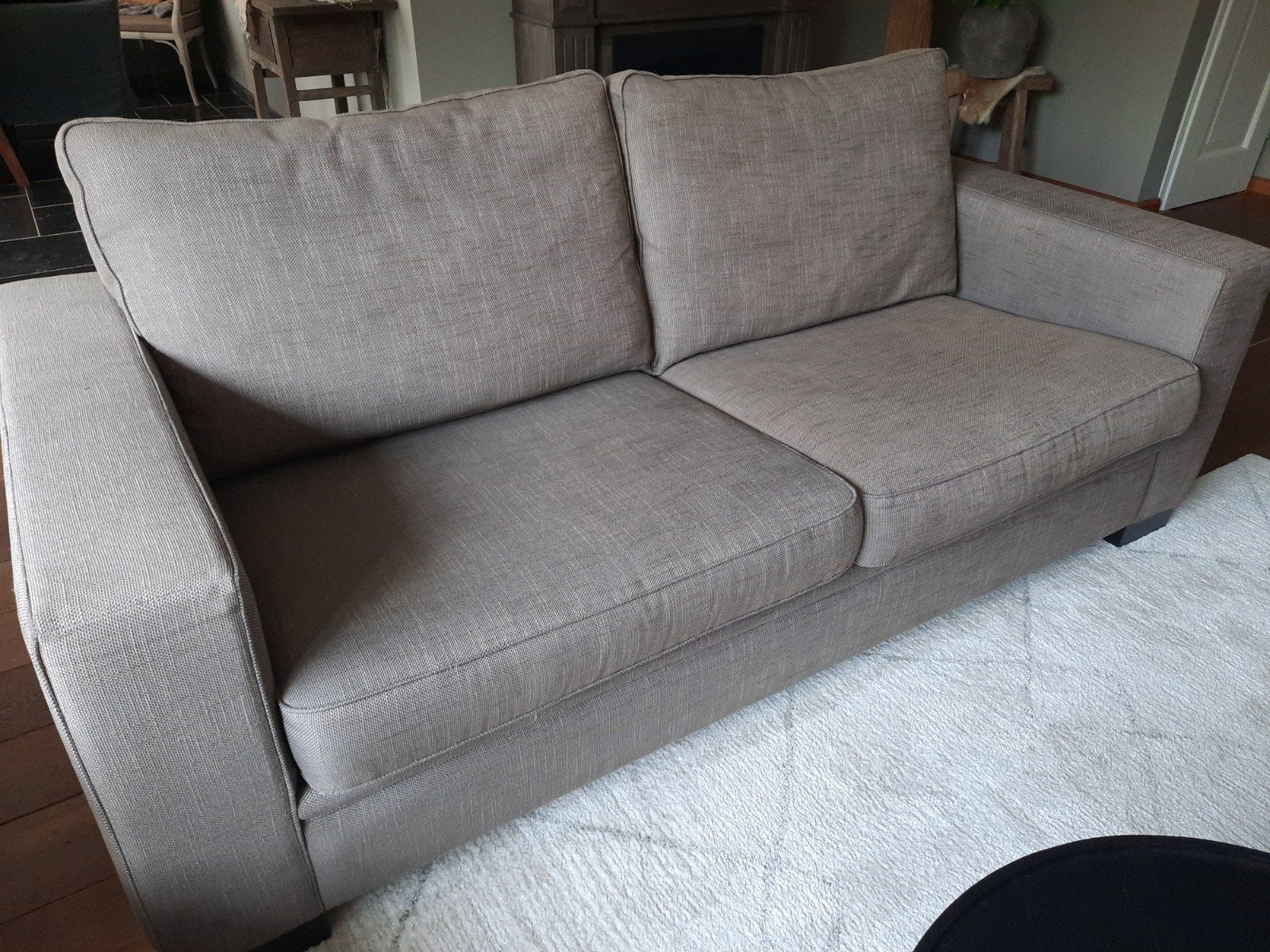 Twee stoffen banken (gratis af te halen), Ophalen, Gebruikt, 150 tot 200 cm, 75 tot 100 cm