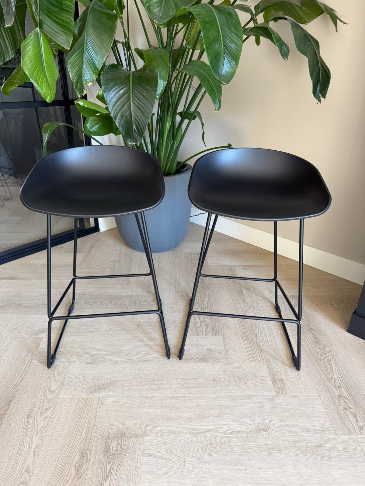 2x HAY About A Stool AAS38 barkruk – 65 cm – zwart, Ophalen, Zo goed als nieuw, Kunststof, 60 tot 90 cm