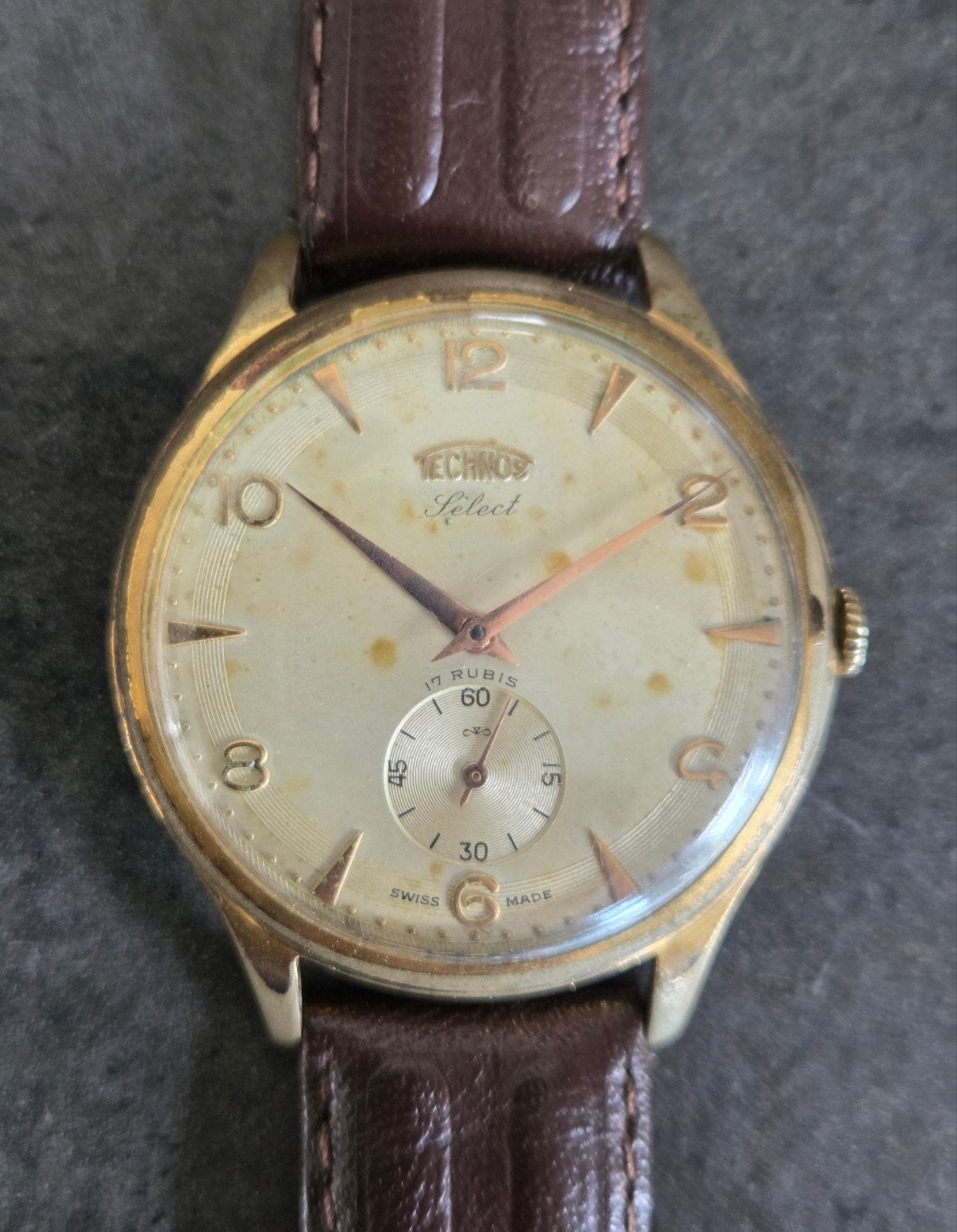 Technos Jumbo jaren 60, Overige merken, Staal, Met bandje, Polshorloge