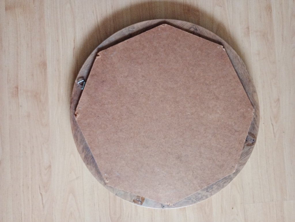 Spiegel in houten lijst, Huis en Inrichting, Woonaccessoires | Spiegels, Ophalen, Minder dan 50 cm, Rond, Zo goed als nieuw