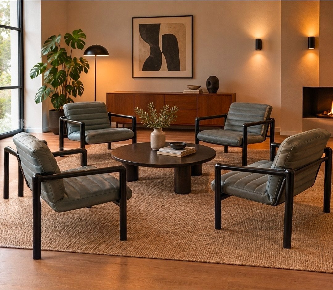 4 postmoderne lerenFlötotto 'System Zwo' fauteuils 80s, Ophalen, Zwart, Twee