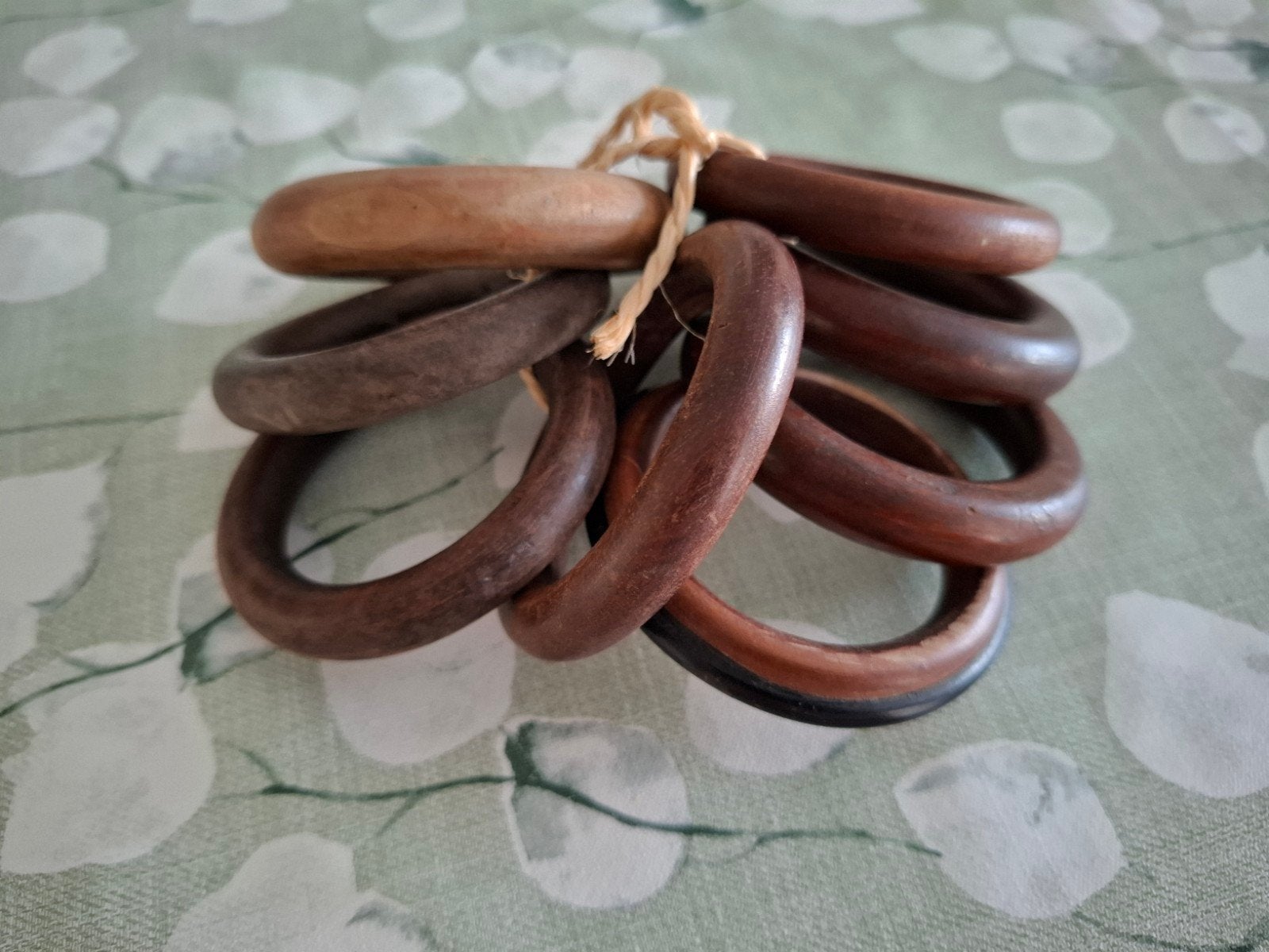 Set van 8 houten ringen voor gordijnen of decoratie, Hout, Gebruikt, Meerkleurig, Ophalen of Verzenden