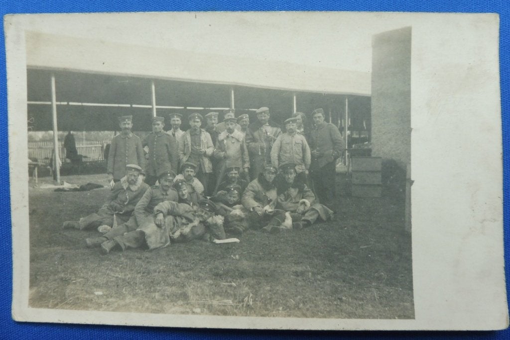 Originele WO1 Fotokaart Duitse Soldaten met Bontjassen, Verzenden, Landmacht, Duitsland, Foto of Poster