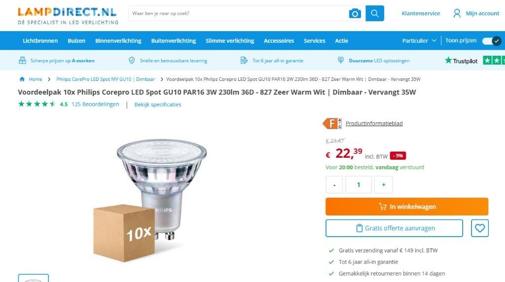 30x Philips CorePro LEDspot 3.1 en 3.5 en 5 watt NIEUW, Led-lamp, Minder dan 30 watt, Nieuw, Overige fittingen