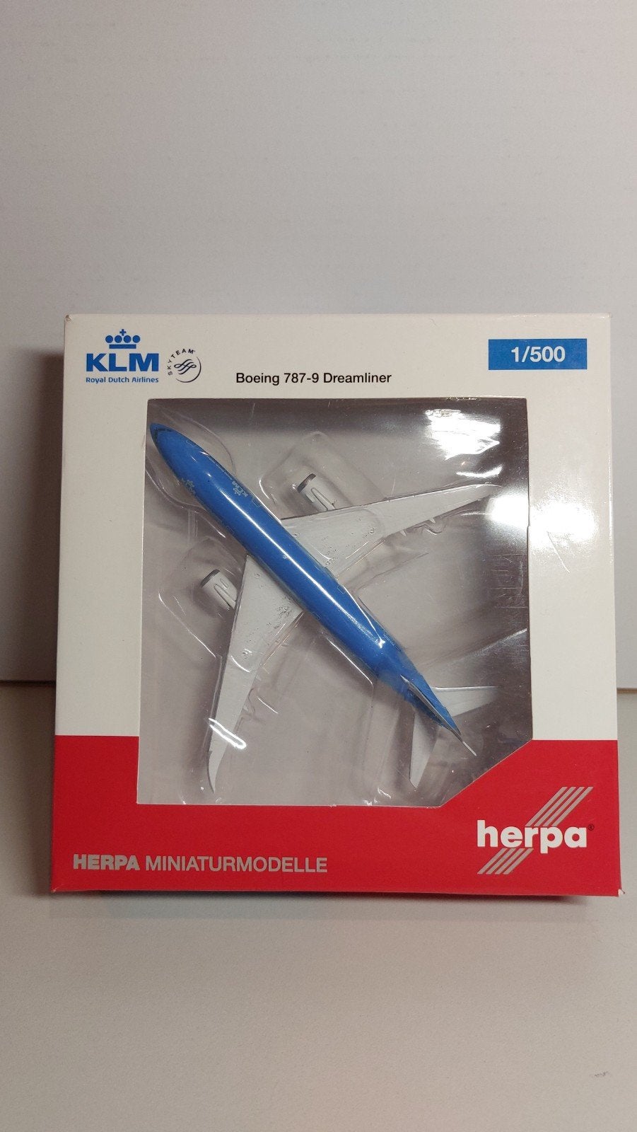 Herpa KLM Boeing 787-9 Dreamliner, Ophalen of Verzenden, Zo goed als nieuw, Schaalmodel