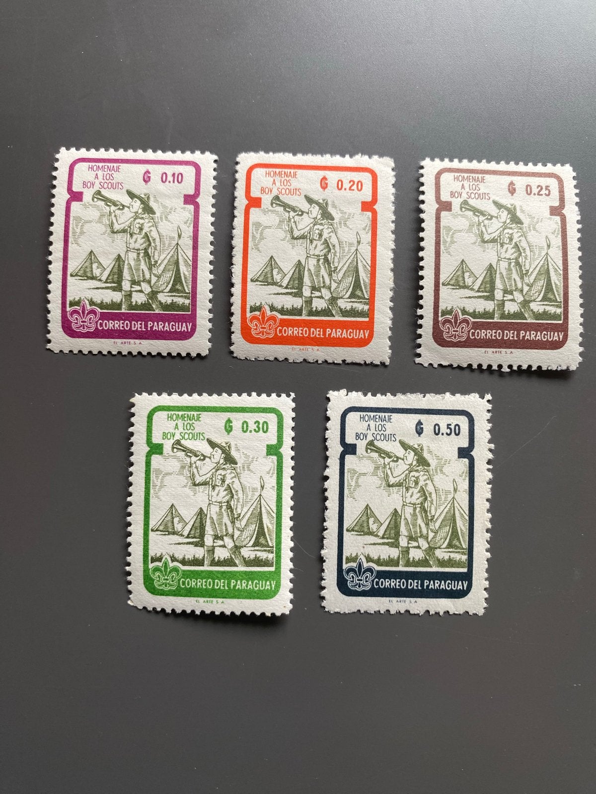Paraguay 1962 Boy Scouts postzegels, 5 stuks, postfris, Postzegels en Munten, Postzegels | Thematische zegels, Ophalen of Verzenden