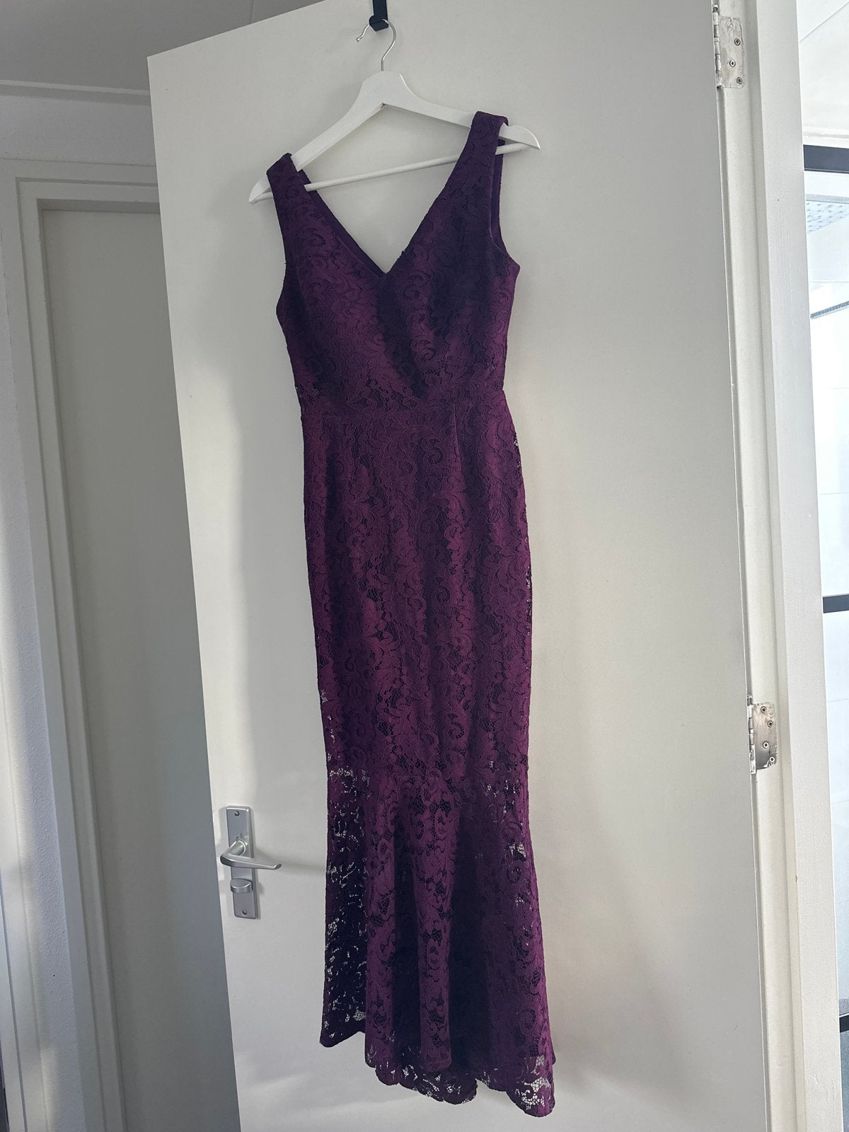Paarse kanten galajurk van Prestije, Kleding | Dames, Maat 38/40 (M), Galajurk, Paars, Ophalen of Verzenden