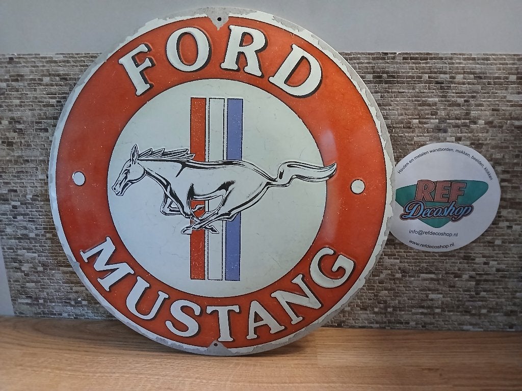 metalen 3d/reliëf bord, ford mustang, doorsnede 35 cm, Verzamelen, Ophalen of Verzenden, Nieuw, Reclamebord