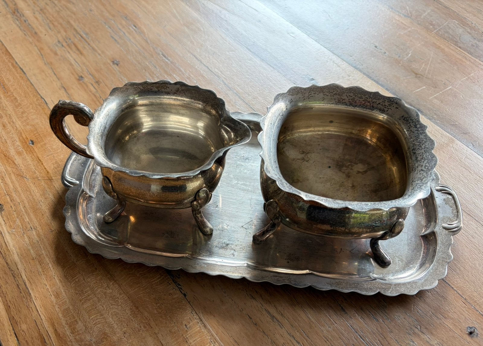 Verzilverd suiker en melk setje, Antiek en Kunst, Ophalen of Verzenden