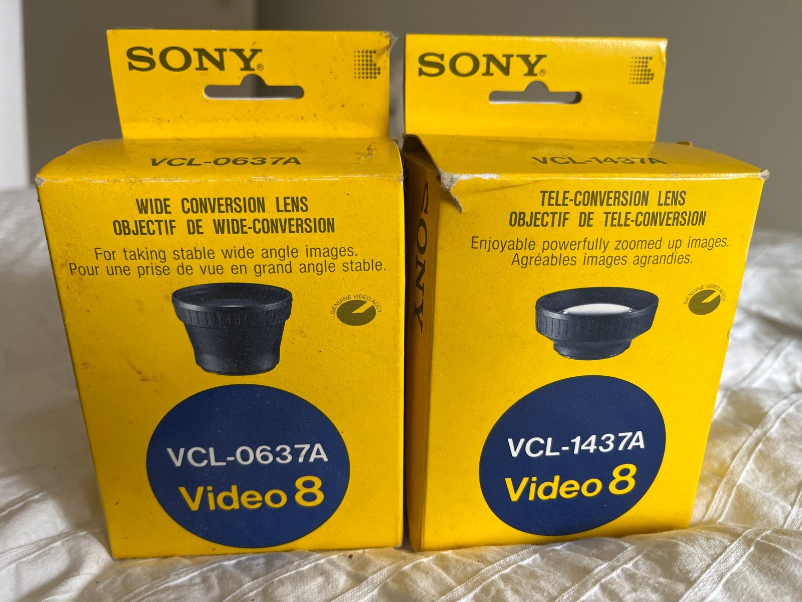 Sony VCL-0637A Wide & VCL-1437A Tele Conversie Lens Video 8, Ophalen of Verzenden, Nieuw, Sony, Voorzetlens/converter