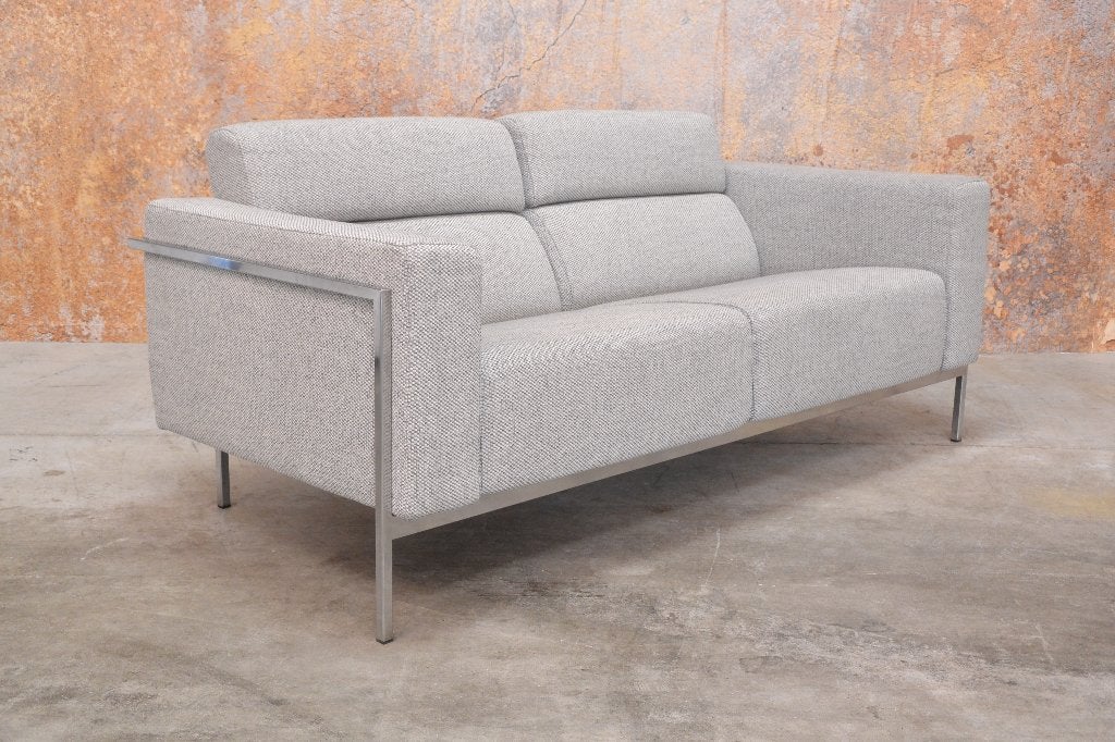 ZGANieuw grijze stoffen Harvink Kadanz design bank, Harvink, Harvink, Tweepersoons, 75 tot 100 cm