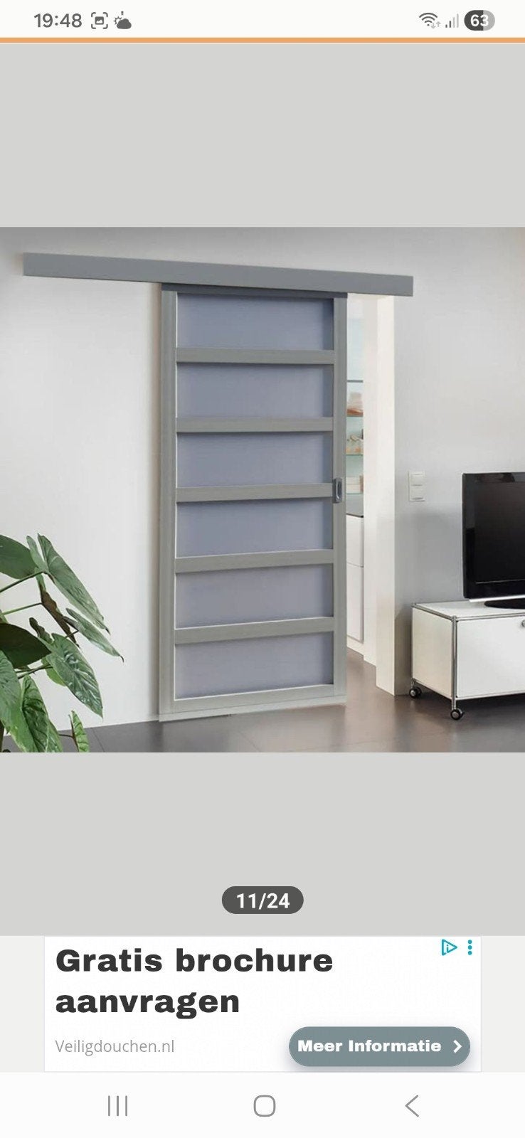 Moderne grijze schuifdeur met glaspanelen, Ophalen, 80 tot 100 cm, Binnendeur, Nieuw