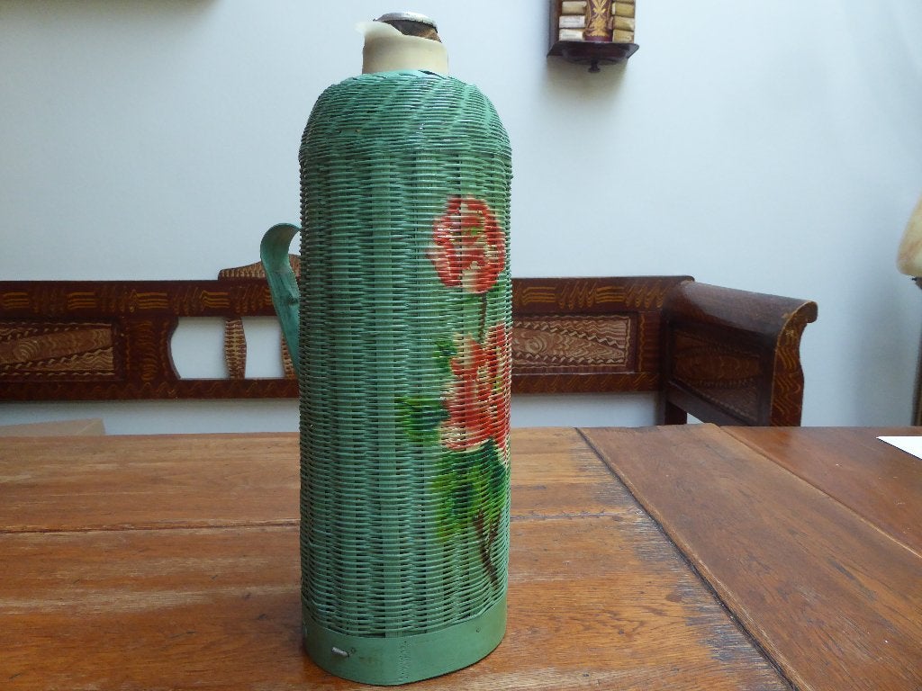 Vintage Chinese thermoskan met riet, Ophalen of Verzenden