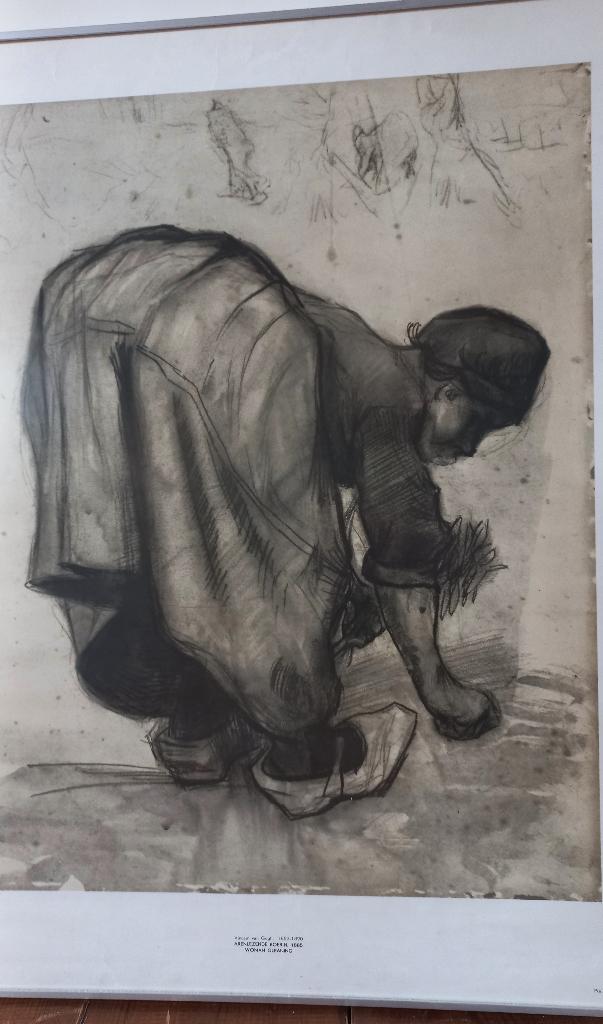 Vincent van Gogh tekening 'Woman Cleaning' 'Boerin' @DOC61, 50 tot 75 cm, Nieuw, Ophalen of Verzenden, Schilderij