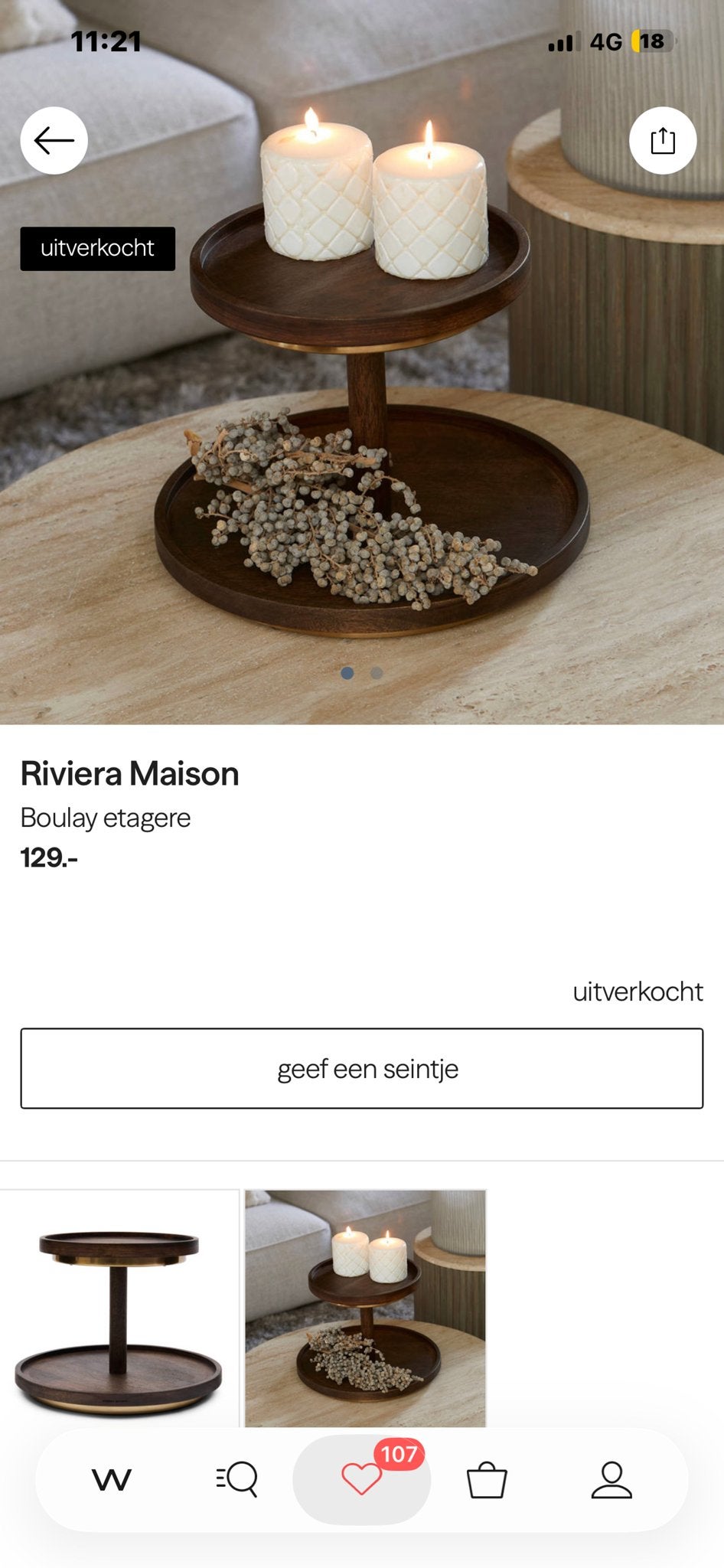 Riviera Maison Boulay etagere van echt hout, Ophalen, Rond, Hout, Overige typen