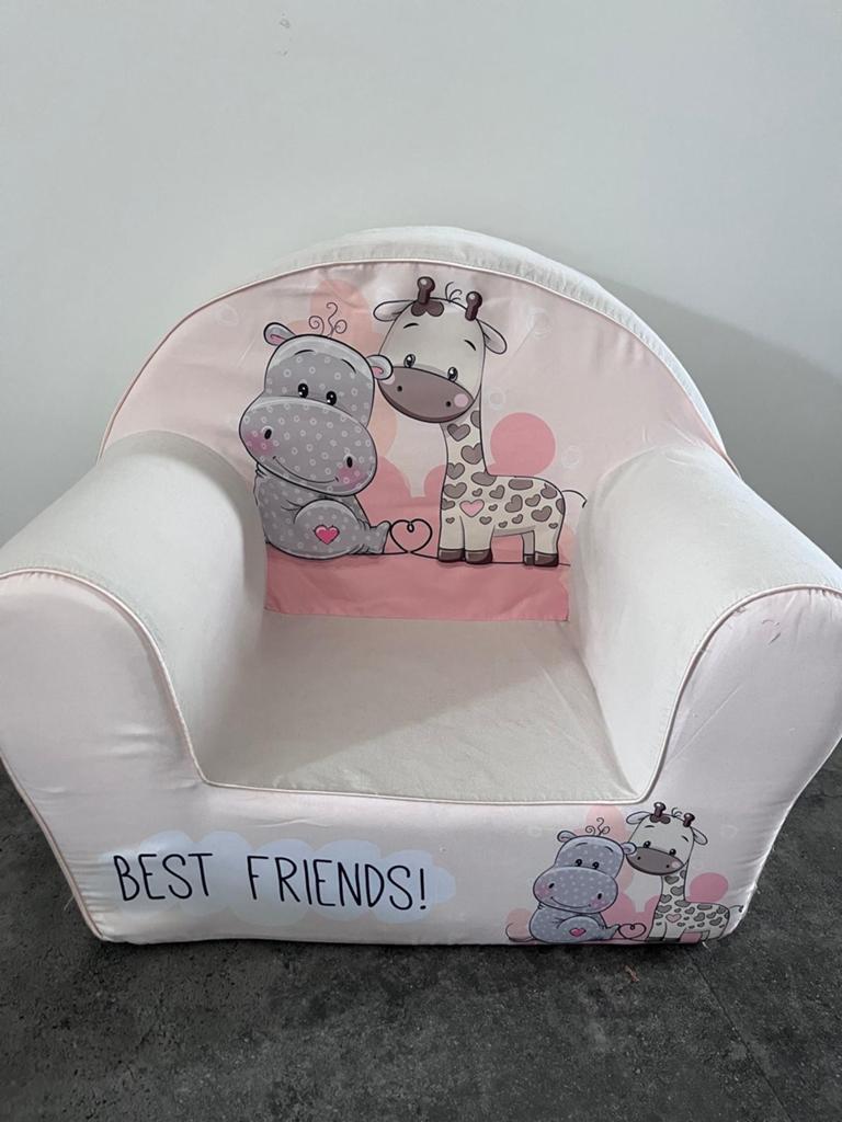 Kinderstoeltje 'Best Friends' - Roze met Dierenprint, Ophalen of Verzenden, Gebruikt
