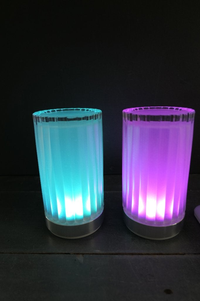 RGBW 2 cilinder glazen draadloze lampen met veel kleur, Meerkleurig, Verzenden, Zo goed als nieuw, Glas