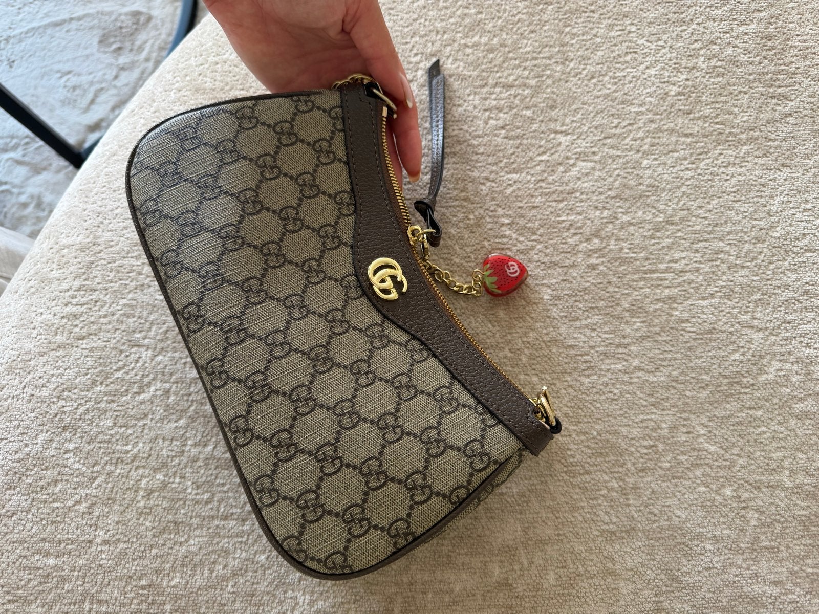 Gucci 1 op 1 tas - Zo goed als nieuw met gouden details, Ophalen of Verzenden, Zo goed als nieuw, Bruin, Schoudertasje