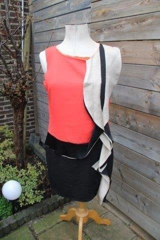 Jurk oranje/ beige/ zwart Apriori mt 38 Vaste prijs OPRUIMIN, Kleding | Dames, Maat 38/40 (M), Oranje, Ophalen of Verzenden, Zo goed als nieuw