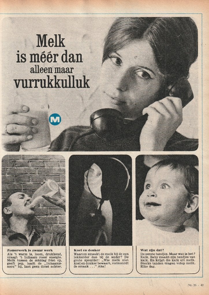 retro reclame 1965 Melk zuivel baby's eerste tandjes, Verzenden, Overige typen