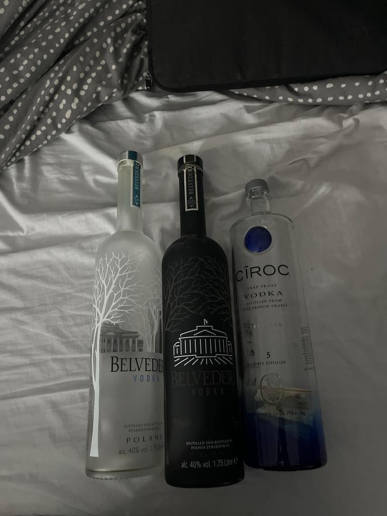 3 lege Belvedere en Cîroc wodka flessen - decoratie, Ophalen of Verzenden, Gebruikt