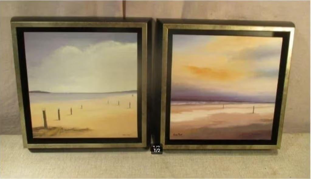 2 Mooi Nieuwe Artprints 'Op het strand' - Hans Paus - 25x25, Minder dan 50 cm, Nieuw, Ophalen of Verzenden, Print
