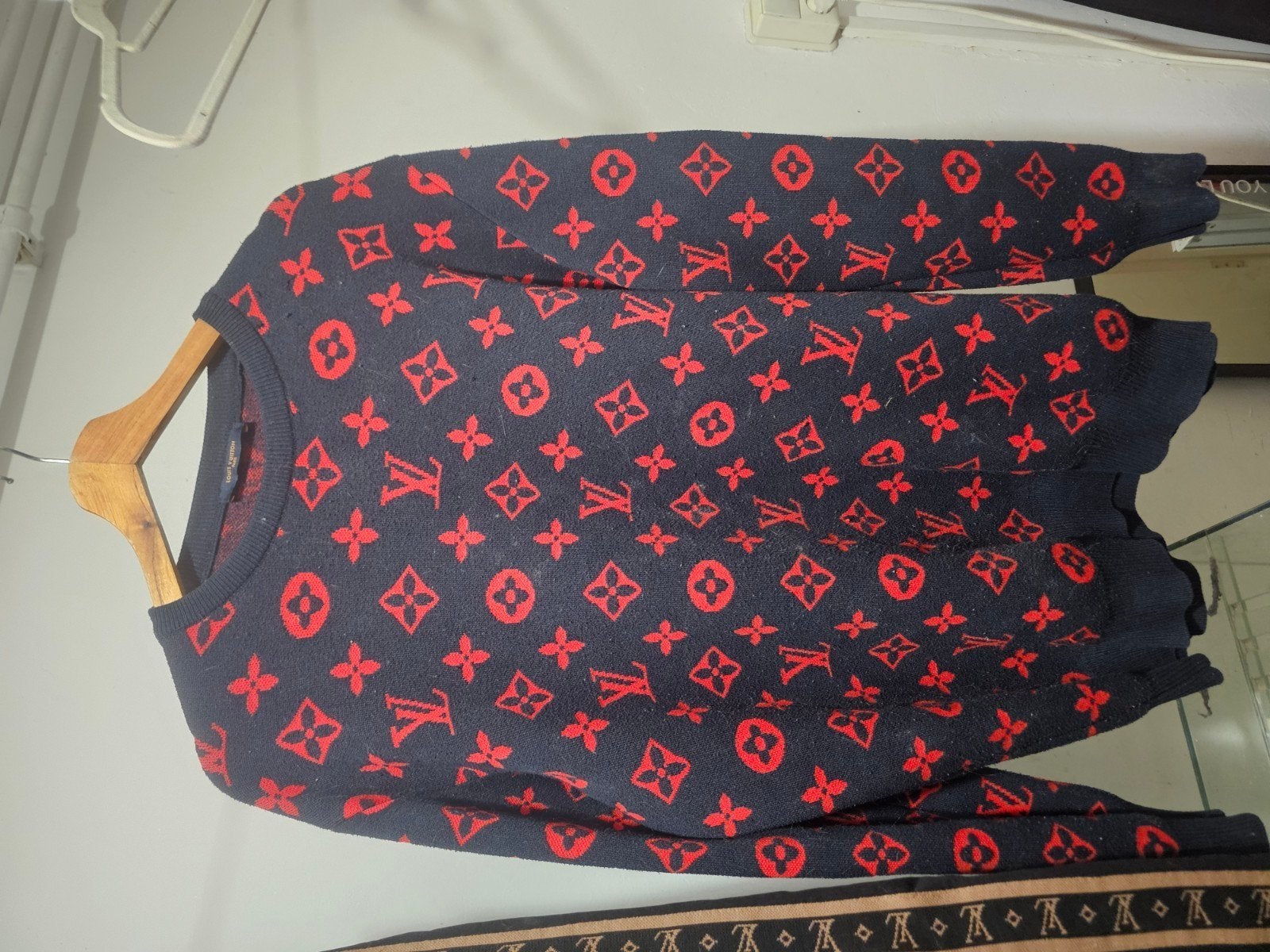 Louis Vuitton Monogram Trui - Donkerblauw & Rood, Blauw, Maat 42/44 (L), Louis Vuitton, Ophalen of Verzenden
