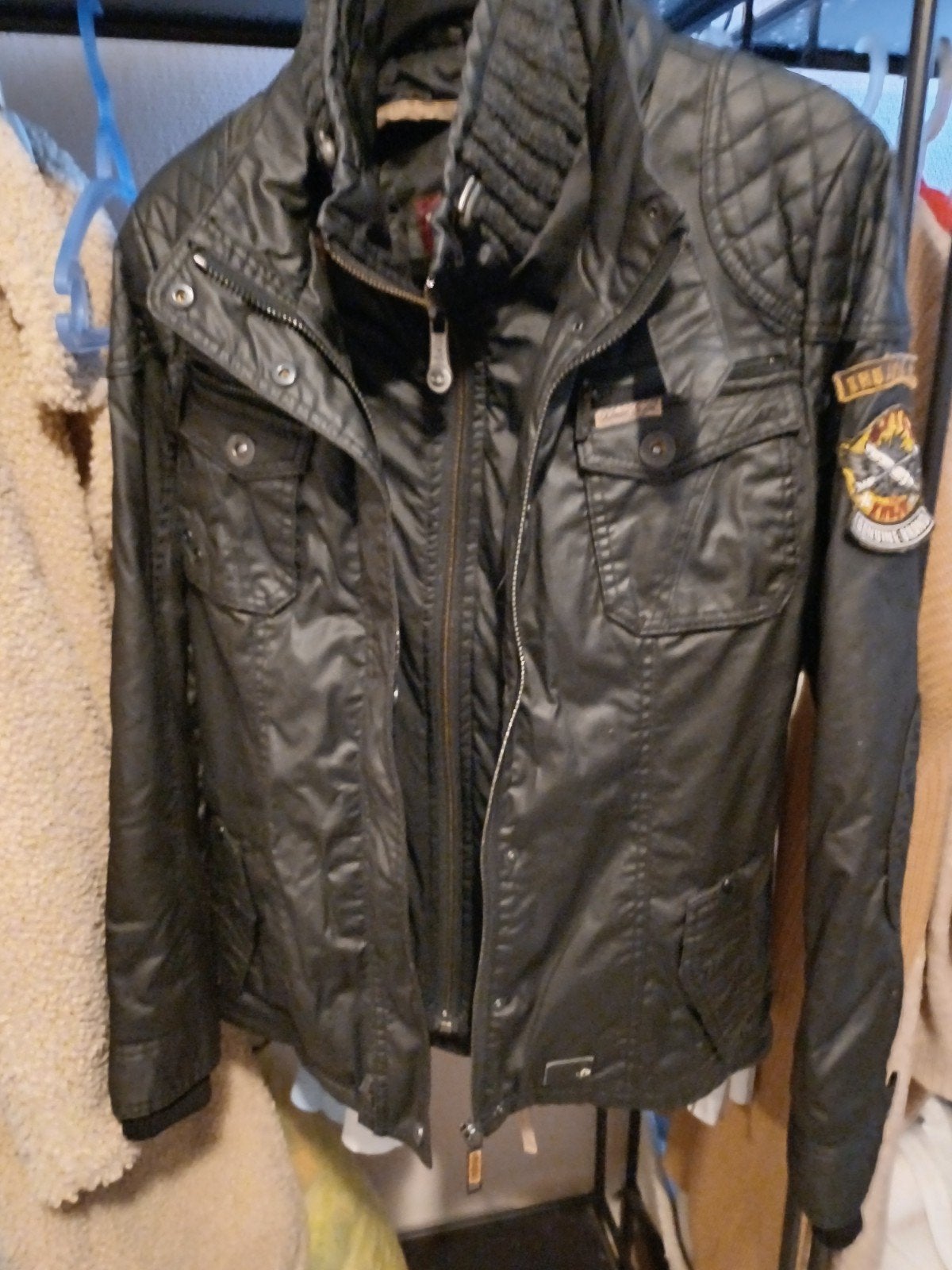 Biker dames winterjack zwart warme jas gratis  bij partij kl, Ophalen of Verzenden, Nieuw, Maat 38/40 (M), Zwart