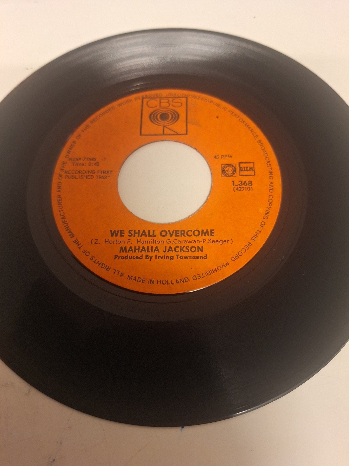 Mahalia Jackson - We shall overcome, 1963., Cd's en Dvd's, Verzenden, 7 inch