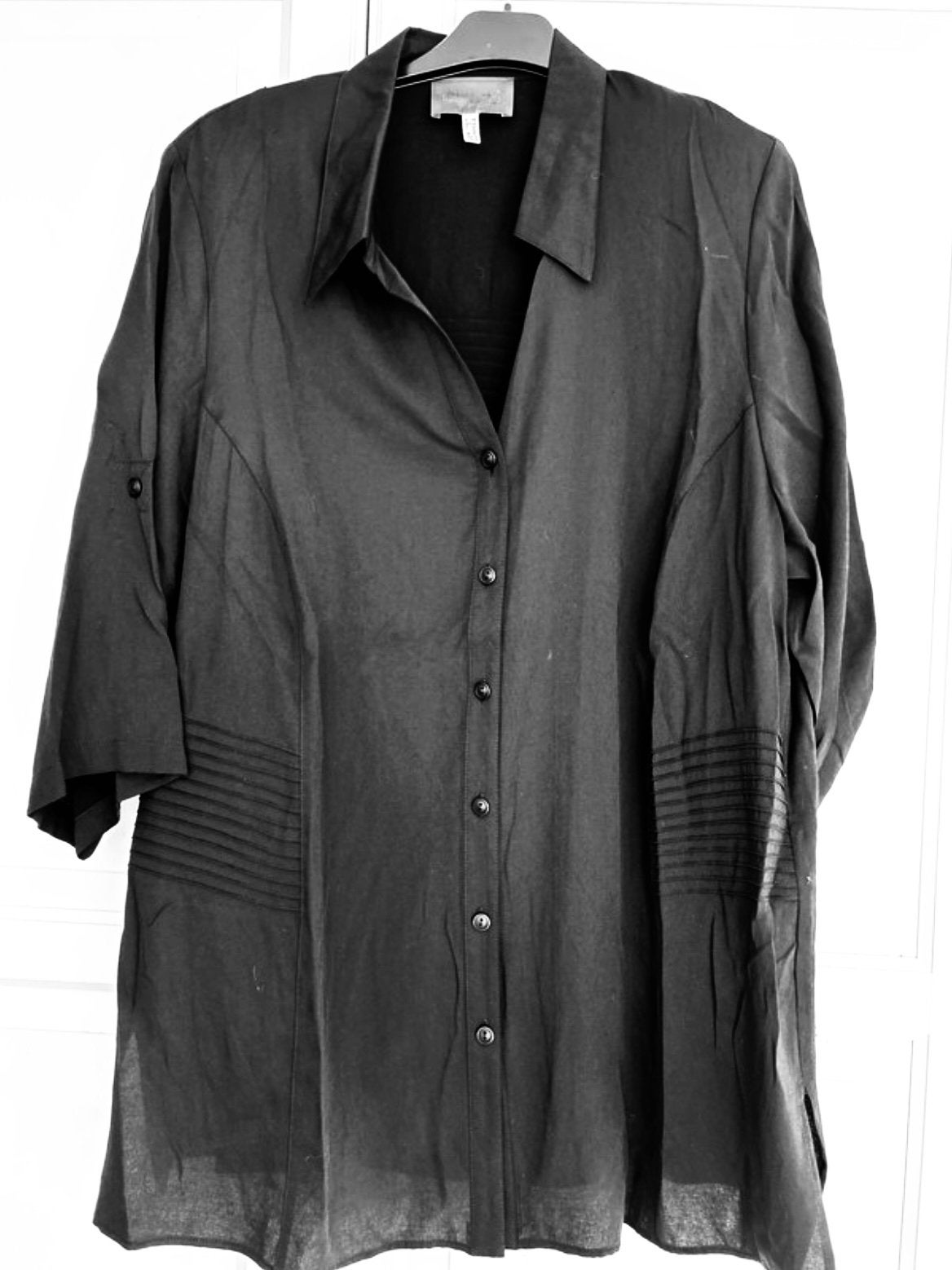 Sempre Piu Zwarte blouse 46, Kleding | Dames, Ophalen of Verzenden, Zo goed als nieuw, Maat 46/48 (XL) of groter, Zwart