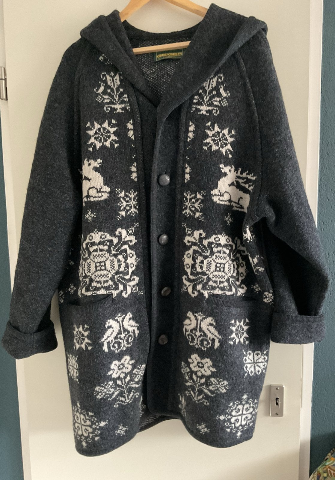 Prachtige Wollen Jas GEIGER maat 46, Ophalen of Verzenden, Nieuw, Maat 46/48 (XL) of groter, Grijs