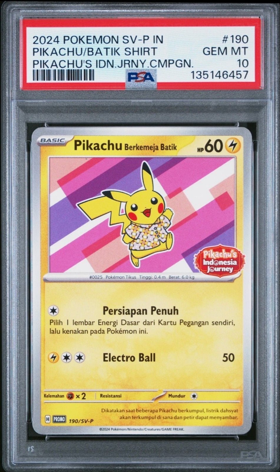 Pikachu Batik Shirt PSA 10 GEM MT 2024 Pokemon Kaart, Ophalen of Verzenden, Nieuw, Losse kaart