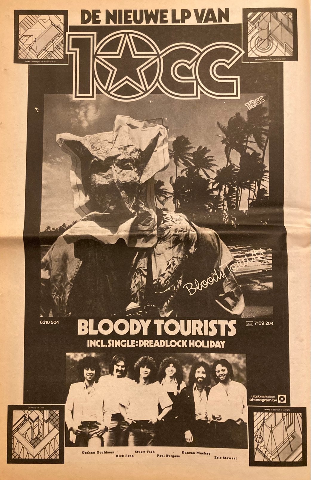 10CC Bloody Tourists A3 advertentie, Ophalen of Verzenden