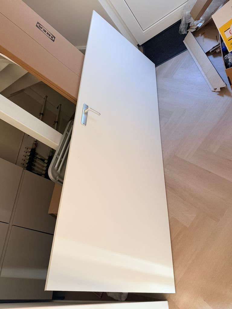 Nieuwe witte opdekdeur uit nieuwbouwhuis 231,5x88, Ophalen, Nieuw, Binnendeur, 215 cm of meer