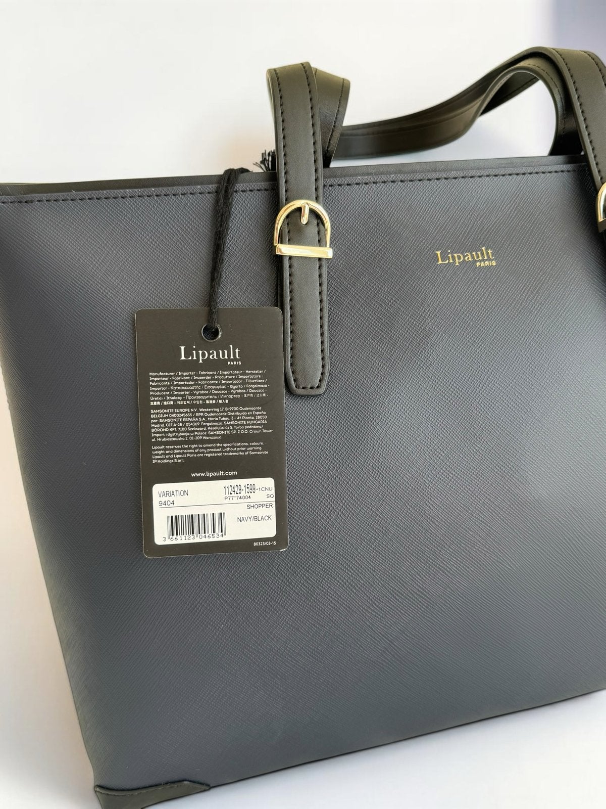 Lipault Paris Shopper Tas Navy/Zwart Uitneembare Pouch Nieuw, Lipault paris, Lipault paris, Zwart, Shopper