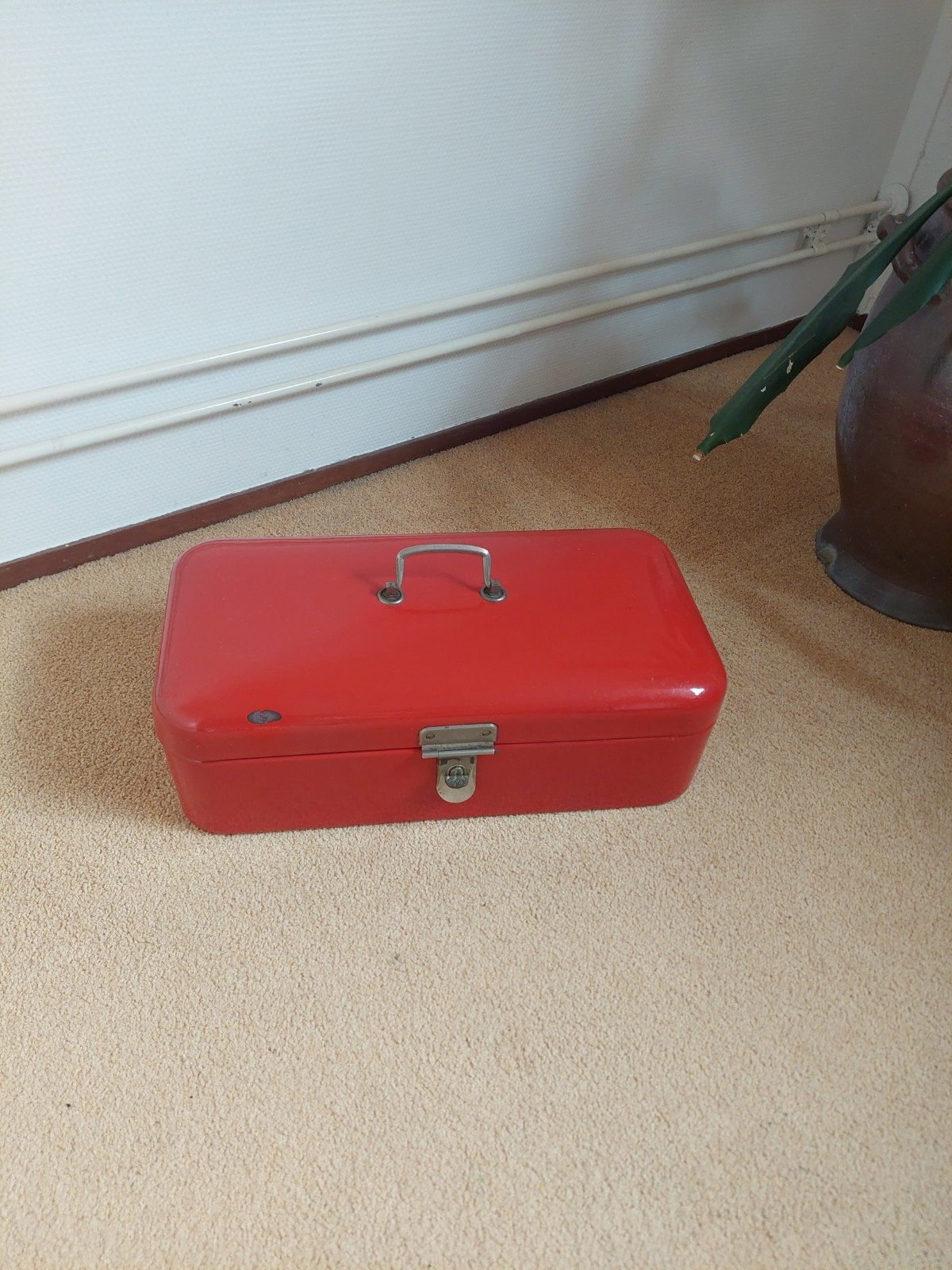 Broodtrommel emaille rood, Ophalen of Verzenden