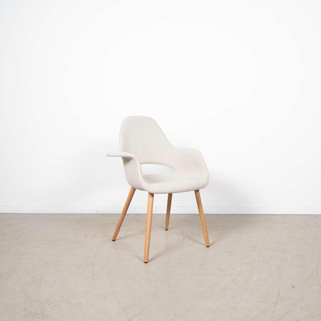 1x Vitra Organic Conference Stoel Creme Stof – Hout