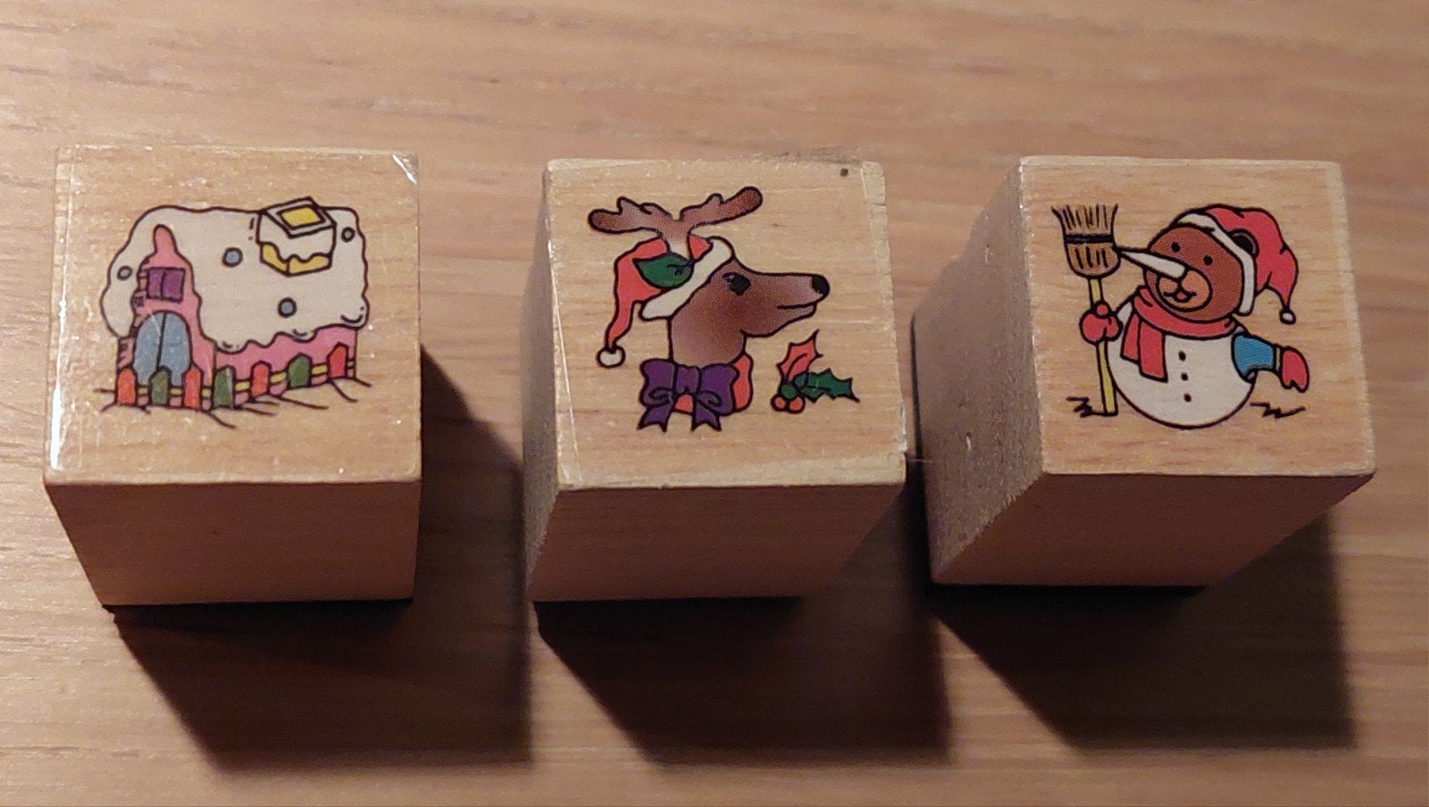 3 Kerst stempels, Ophalen of Verzenden, Zo goed als nieuw, Houten stempel