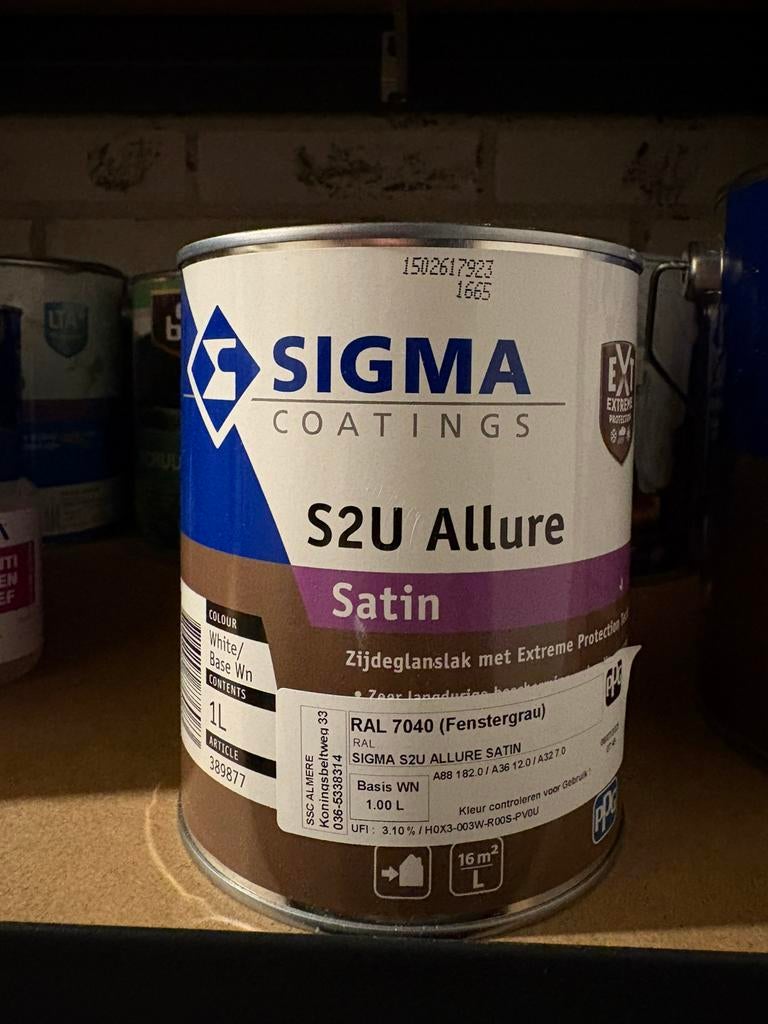 S2U Allure satin 1ltr. RAL 7040, NIEUW, Ophalen, Nieuw, Lak, Grijs