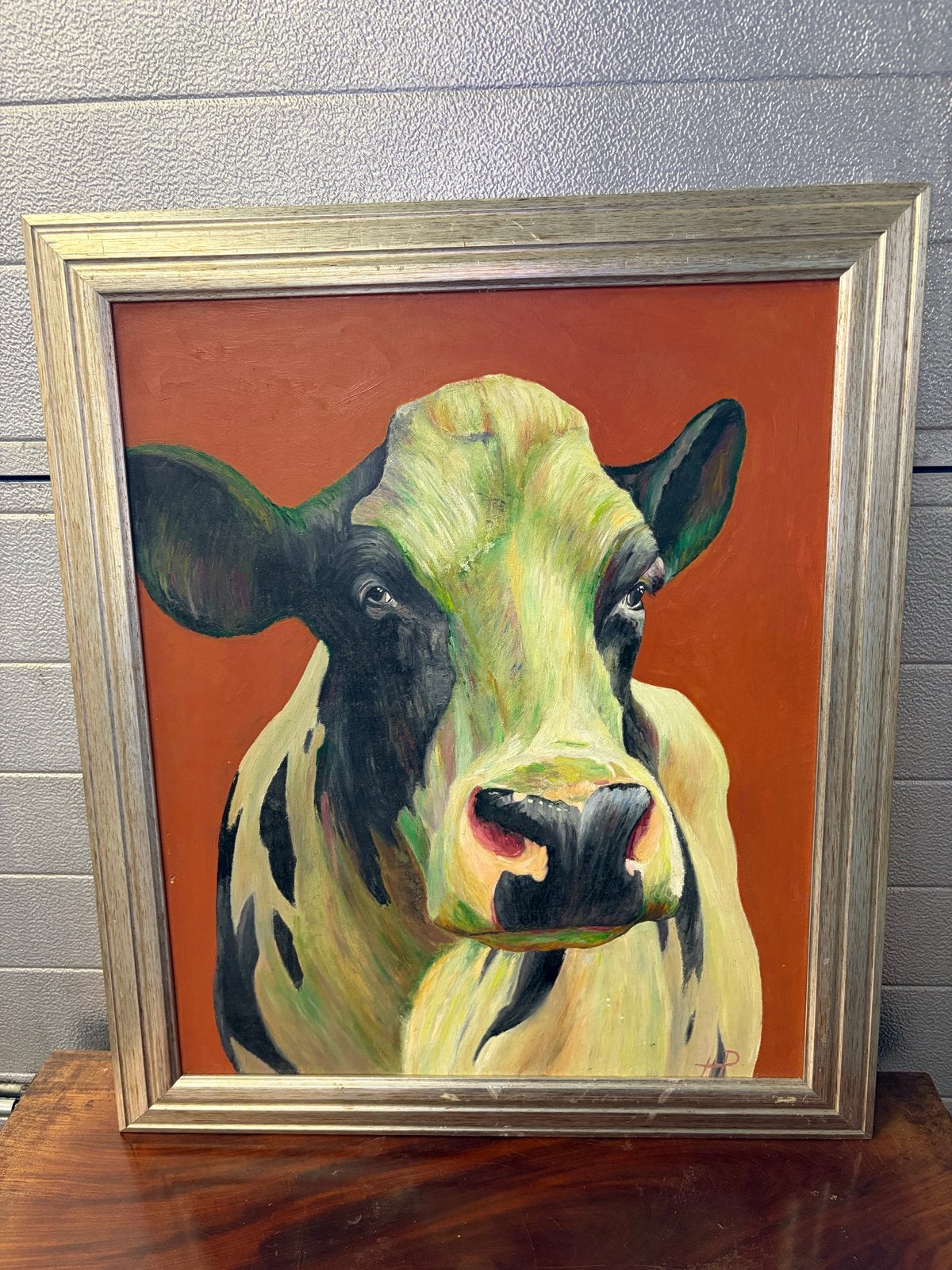 Schilderij van H.J. Peters - Koeienportret, Antiek en Kunst, Ophalen, Dieren, Overige materialen, Gesigneerd