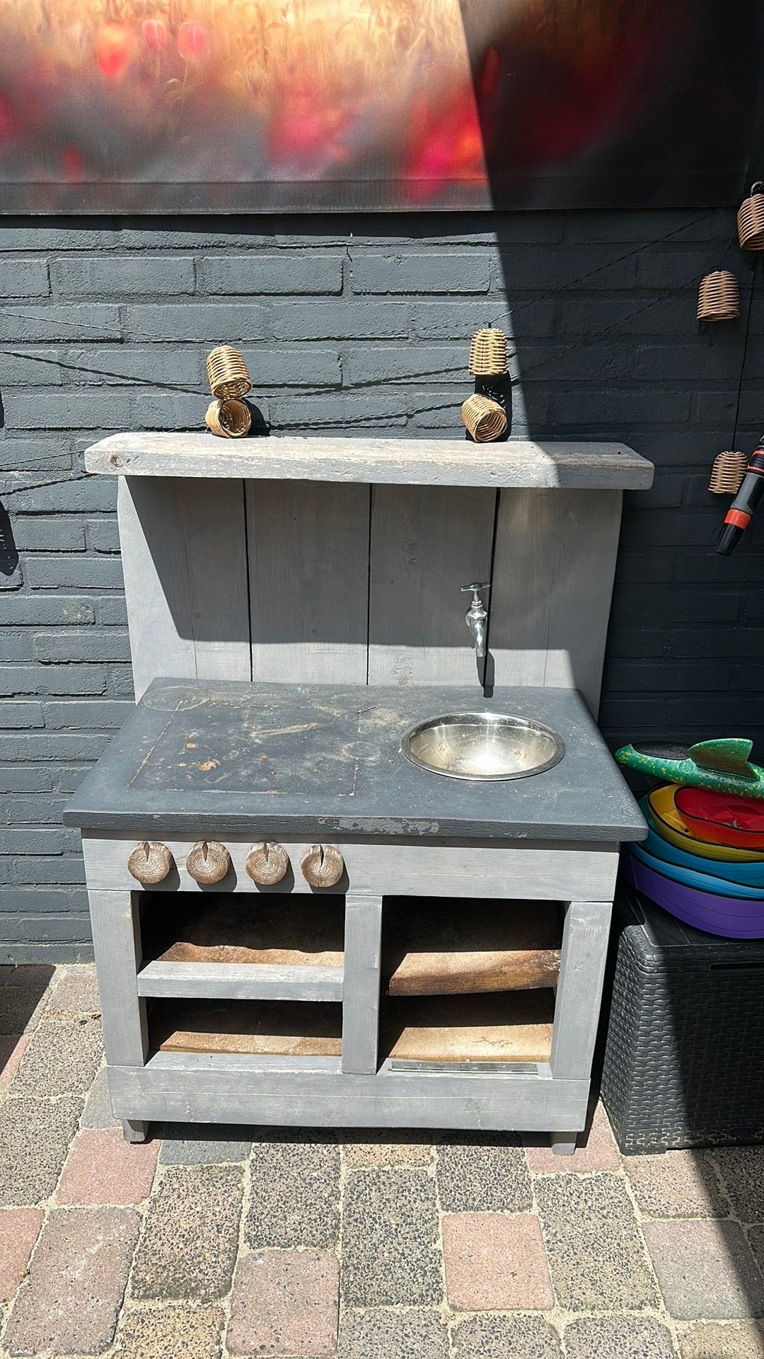 Gratis buitenkeukentje speelkeuken, Kinderen en Baby's, Ophalen, Gebruikt, Hout
