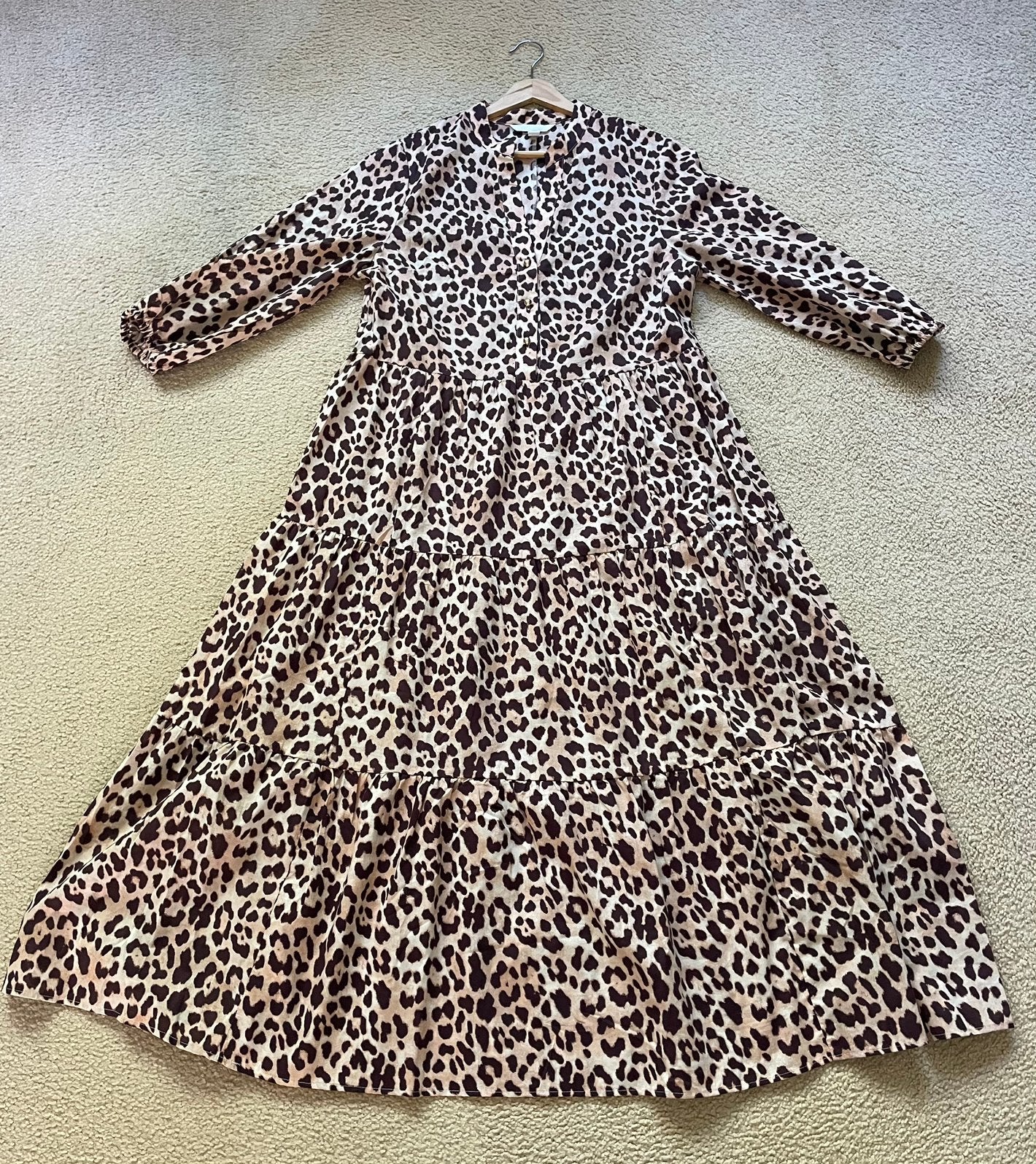 Lange zomerjurk tijgerprint, Kleding | Dames, Jurken, Maat 38/40 (M), Bruin, Nieuw, Ophalen of Verzenden
