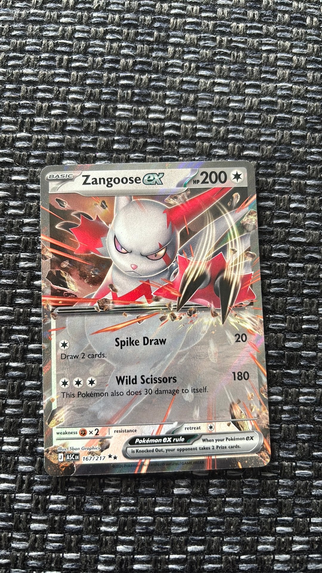 Zangoose EX 167/217 Ascended Heroes, Hobby en Vrije tijd, Verzenden, Nieuw, Losse kaart