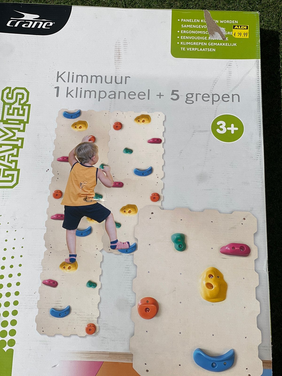 Crane Klimmuur voor Kinderen - 1 Paneel + 5 Grepen, Ophalen of Verzenden, Nieuw