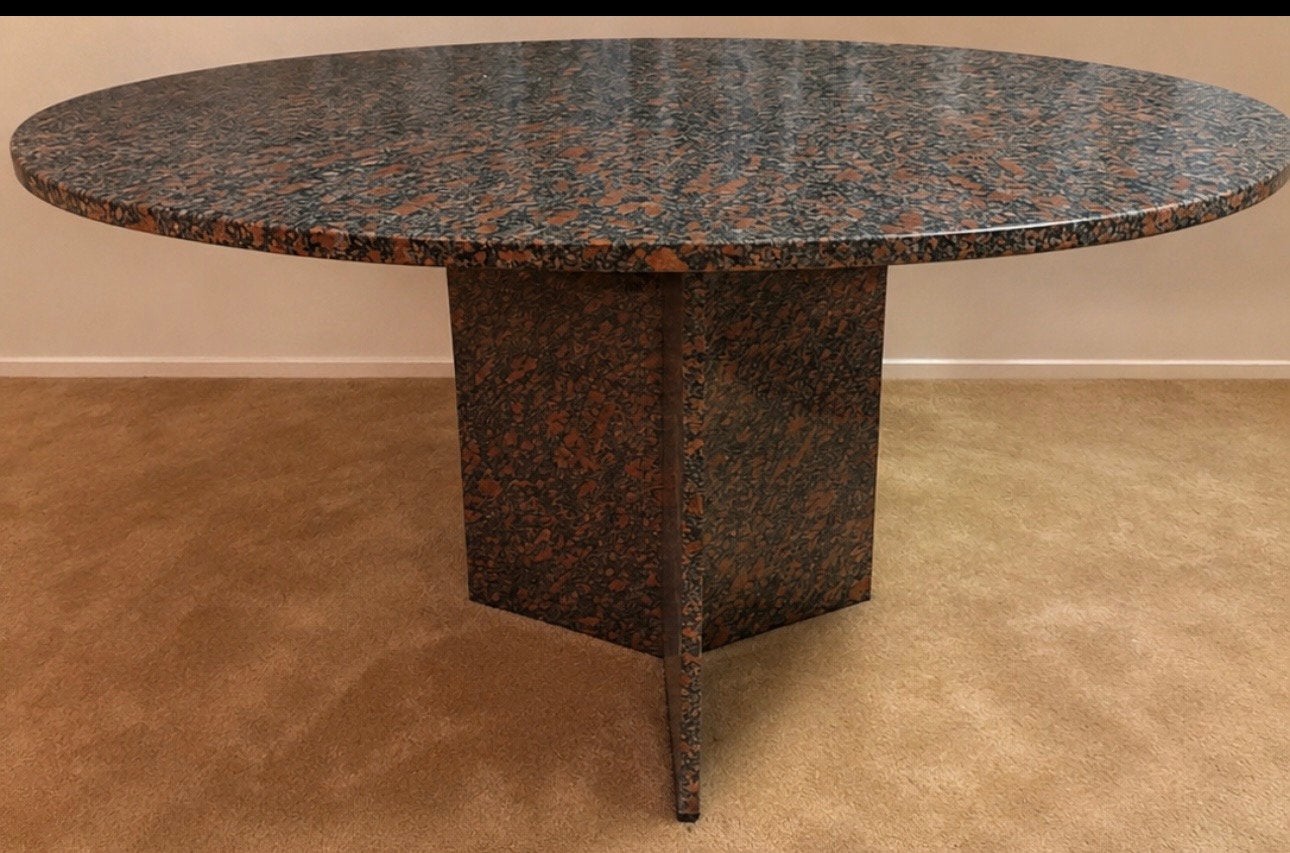 Prachtige en degelijke ronde eettafel van marmer/graniet, Huis en Inrichting, Ophalen, Overige materialen, 100 tot 150 cm, Rond