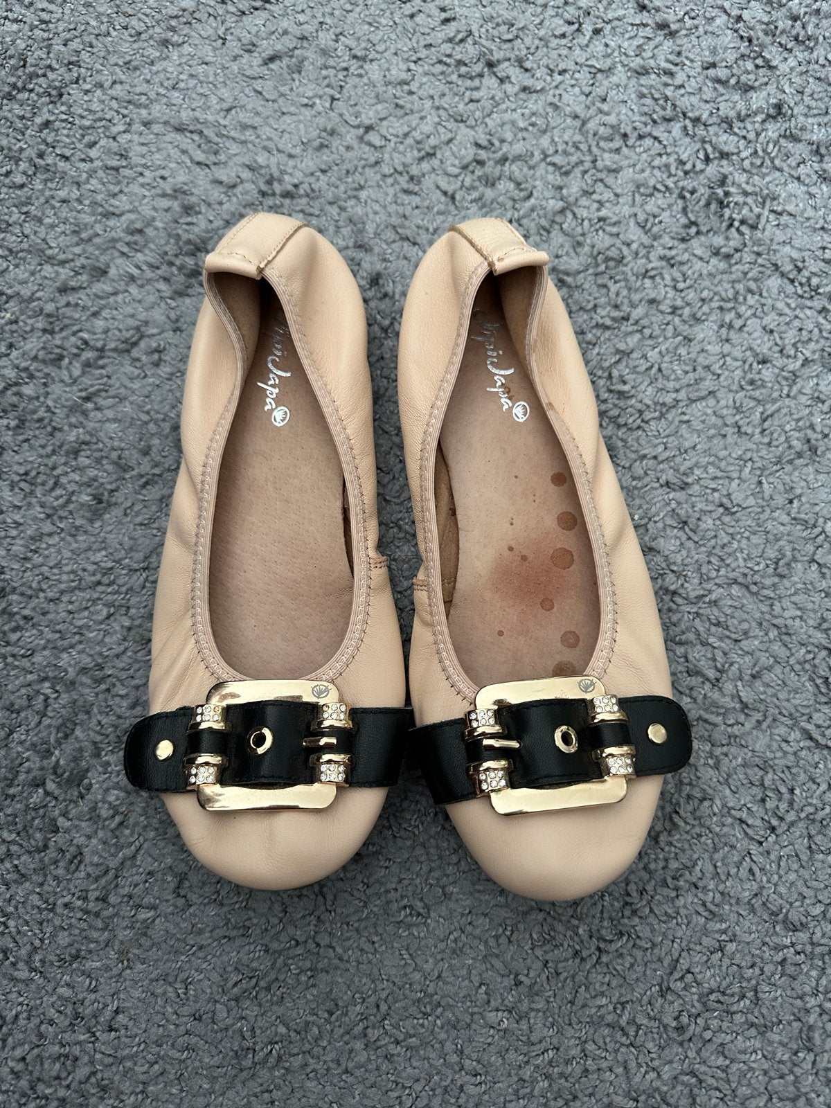 Ballerina's van Papillio in beige met gesp - maat 38, Kleding | Dames, Schoenen, Verzenden, Gedragen, Beige, Ballerina's