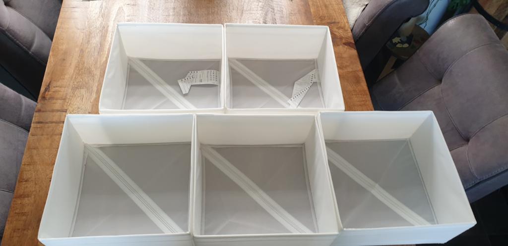 IKEA Opbergbakken - Set van 5, Ophalen of Verzenden, Zo goed als nieuw, Wit, Textiel