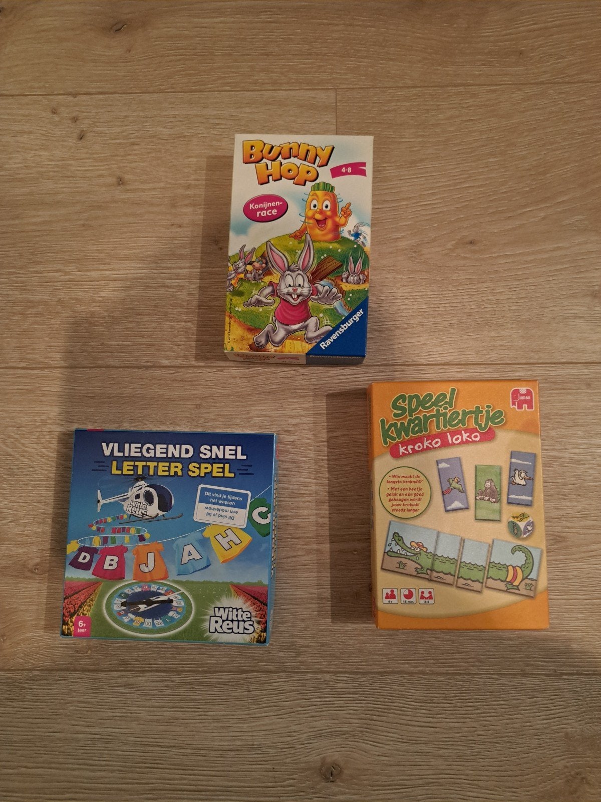 Bunny Hop, Vliegend Snel Letter Spel & Speel Kwartiertje, Een of twee spelers, Ophalen of Verzenden, Gebruikt, Ravensburger, Witte Reus