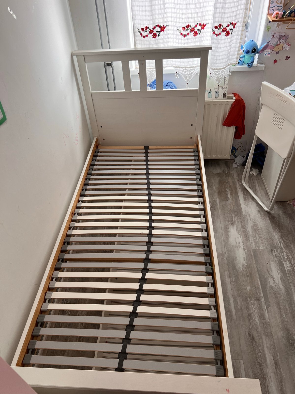 IKEA kinderbed/tienerbed met opberglades - Wit, 90x200 cm, Ophalen, Gebruikt, 90 cm, Eenpersoons
