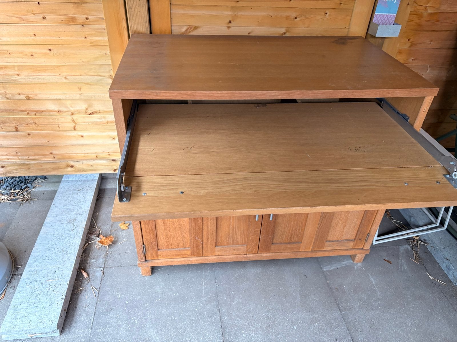 Houten kastje met lade en deurtjes (computermeubel), Ophalen of Verzenden, Gebruikt